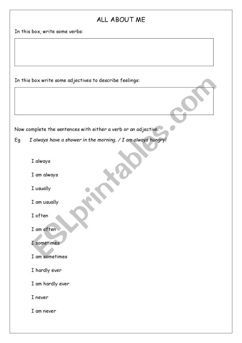 adverbs of frequency - online format