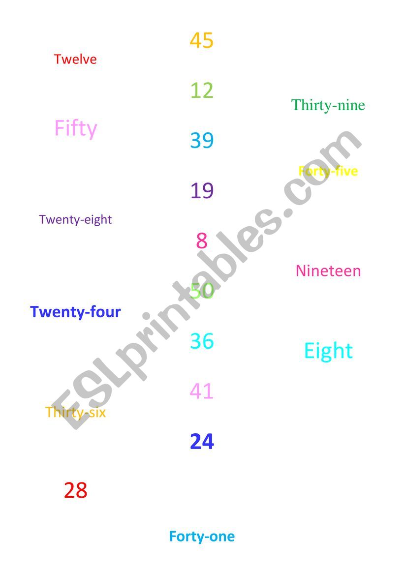 Numbers 1 - 20 Kids worksheet