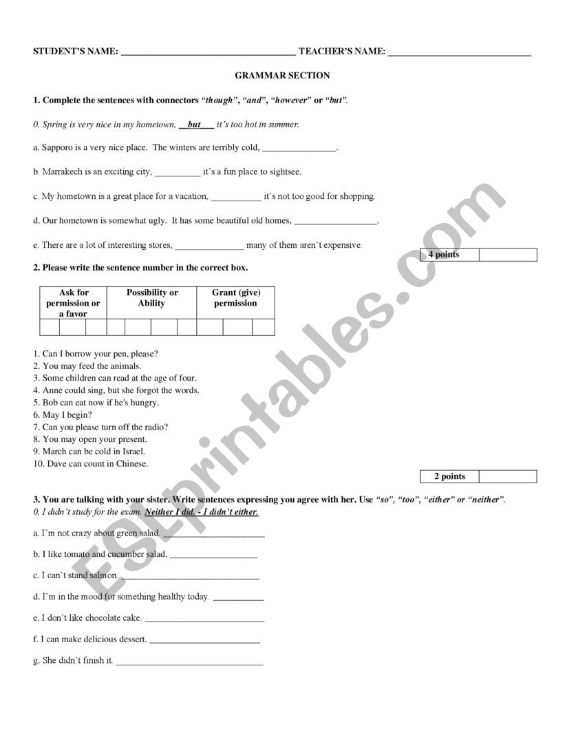 Third exam - Elementary worksheet