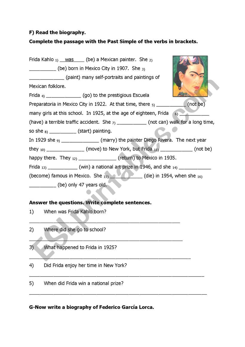 simple past worksheet