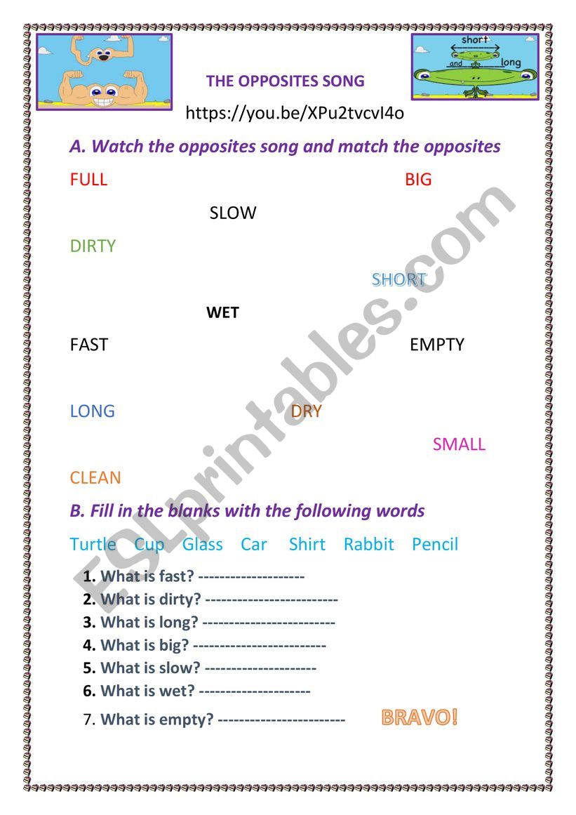 Opposites and listening comprehension