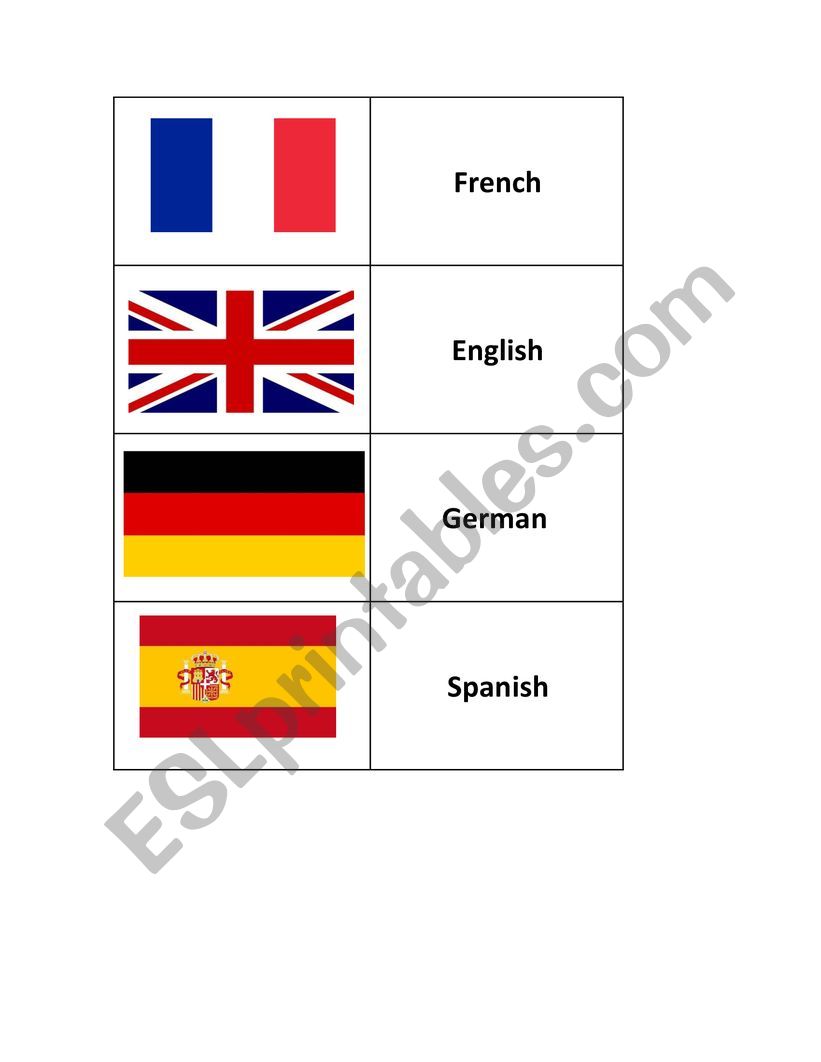 Memory game nationalities worksheet