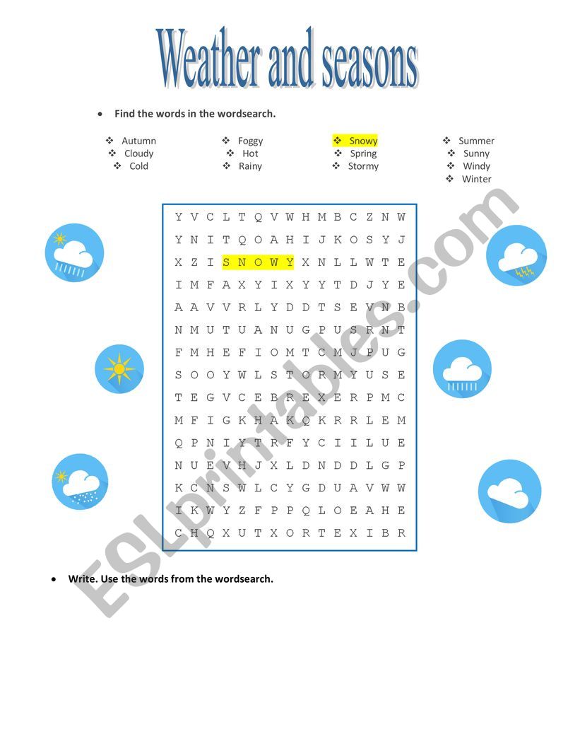 weather and seasons worksheet