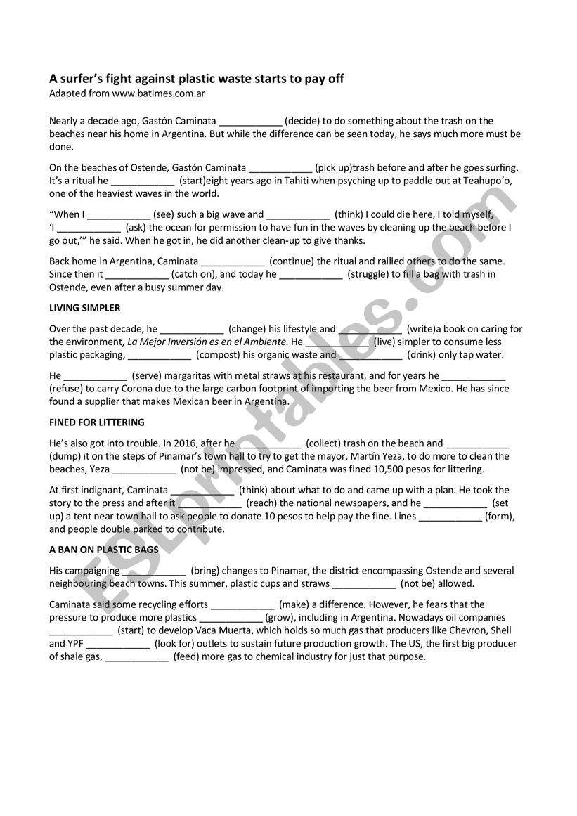 Mixed tenses worksheet