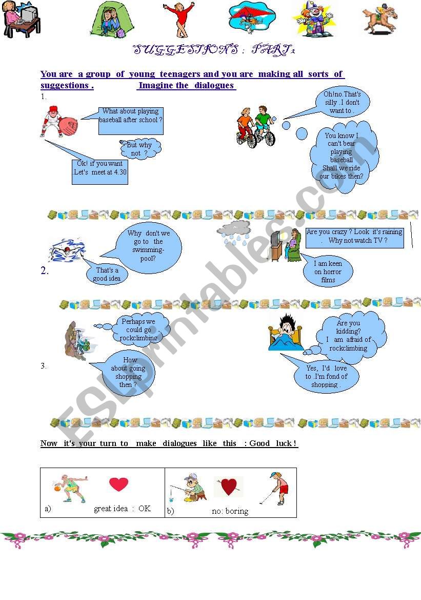 Suggestions : part 2  worksheet