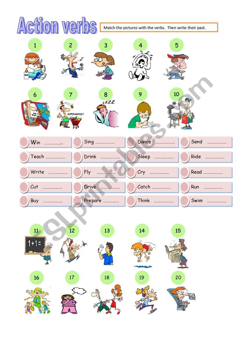 Action Verbs worksheet