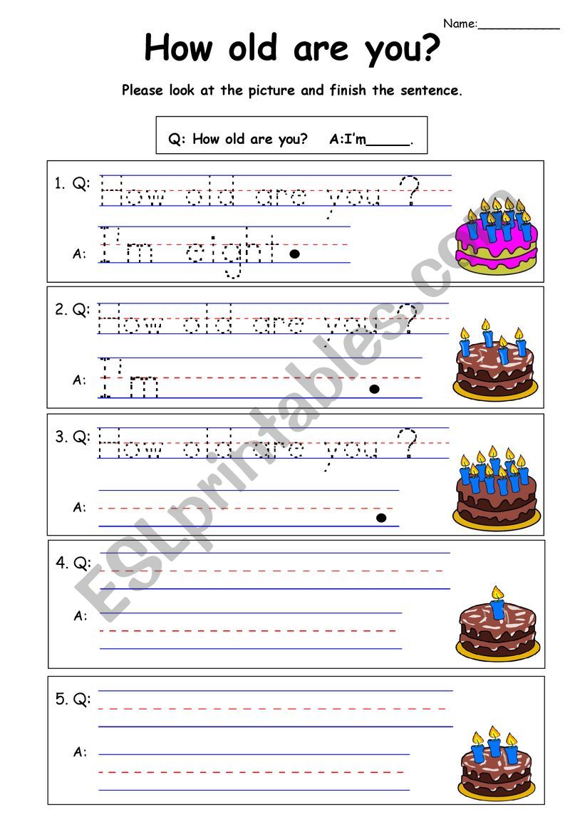 How old are you? worksheet