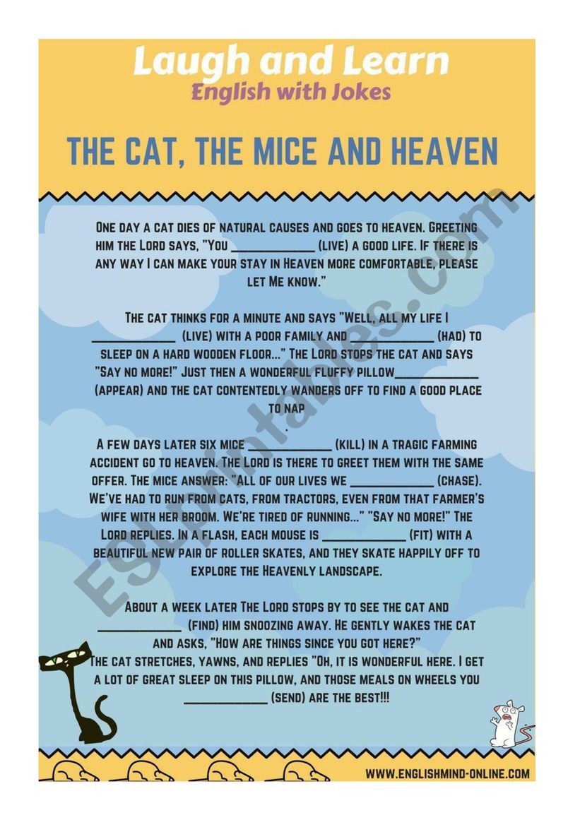 Learn English with jokes / stories: The cat, The mice, The Heaven