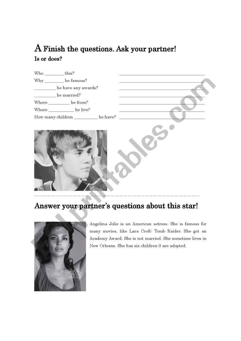 Information gap activity worksheet