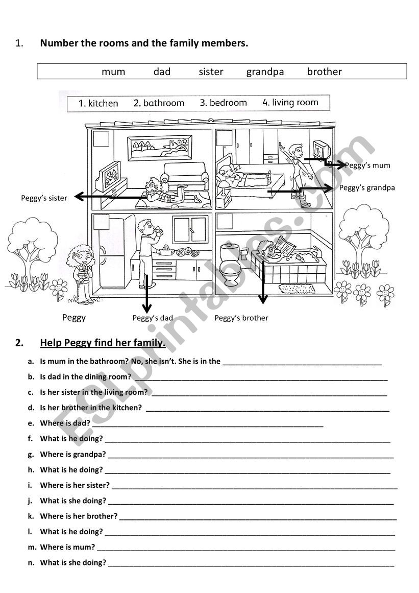 Rooms in the house  worksheet