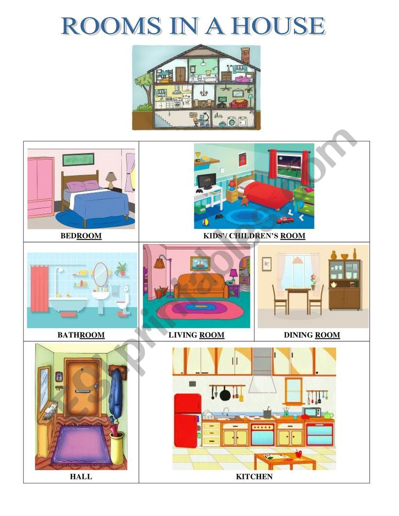 Rooms in a house worksheet