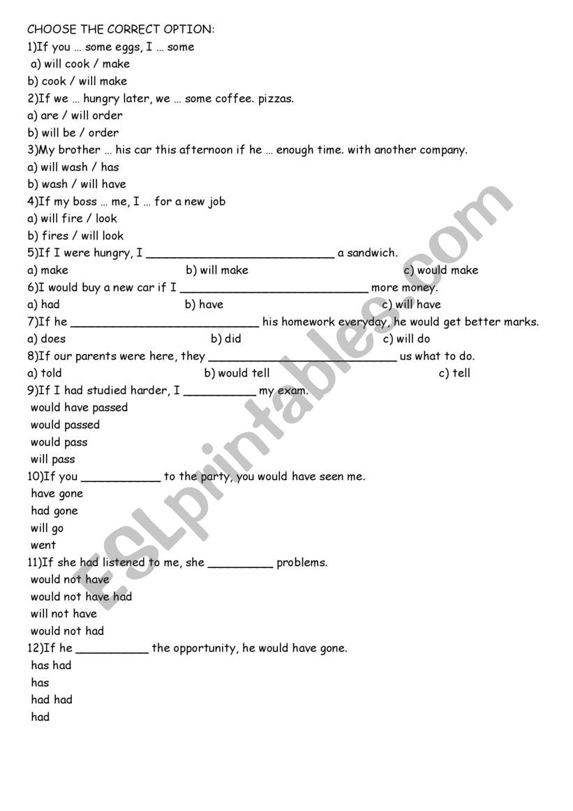 MIX CONDITIONAL - ACTIVITIES worksheet