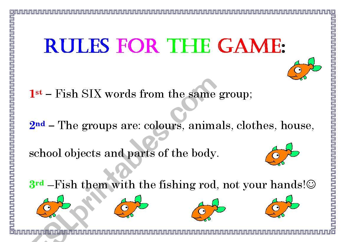 Fishing Game worksheet