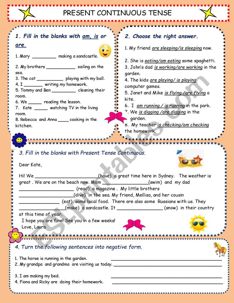 Present Continuous worksheet