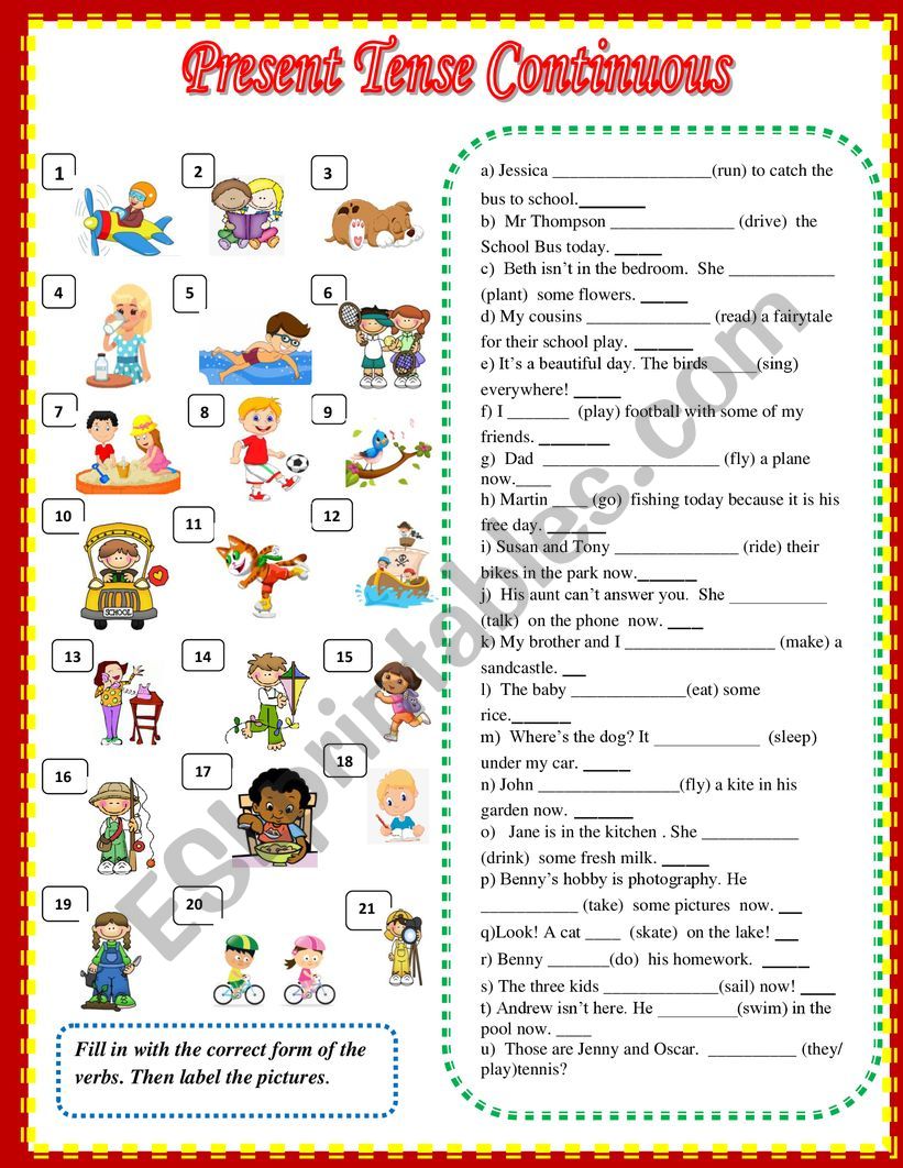 Present Continuous worksheet