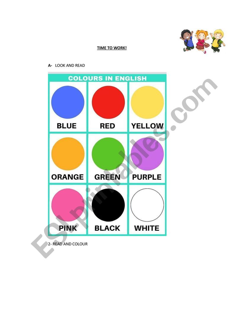 Colours worksheet