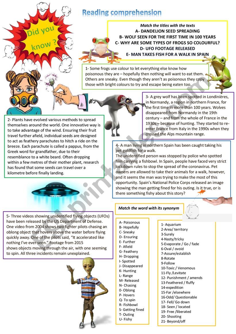 Did you know 1 - Reading comprehension + keys