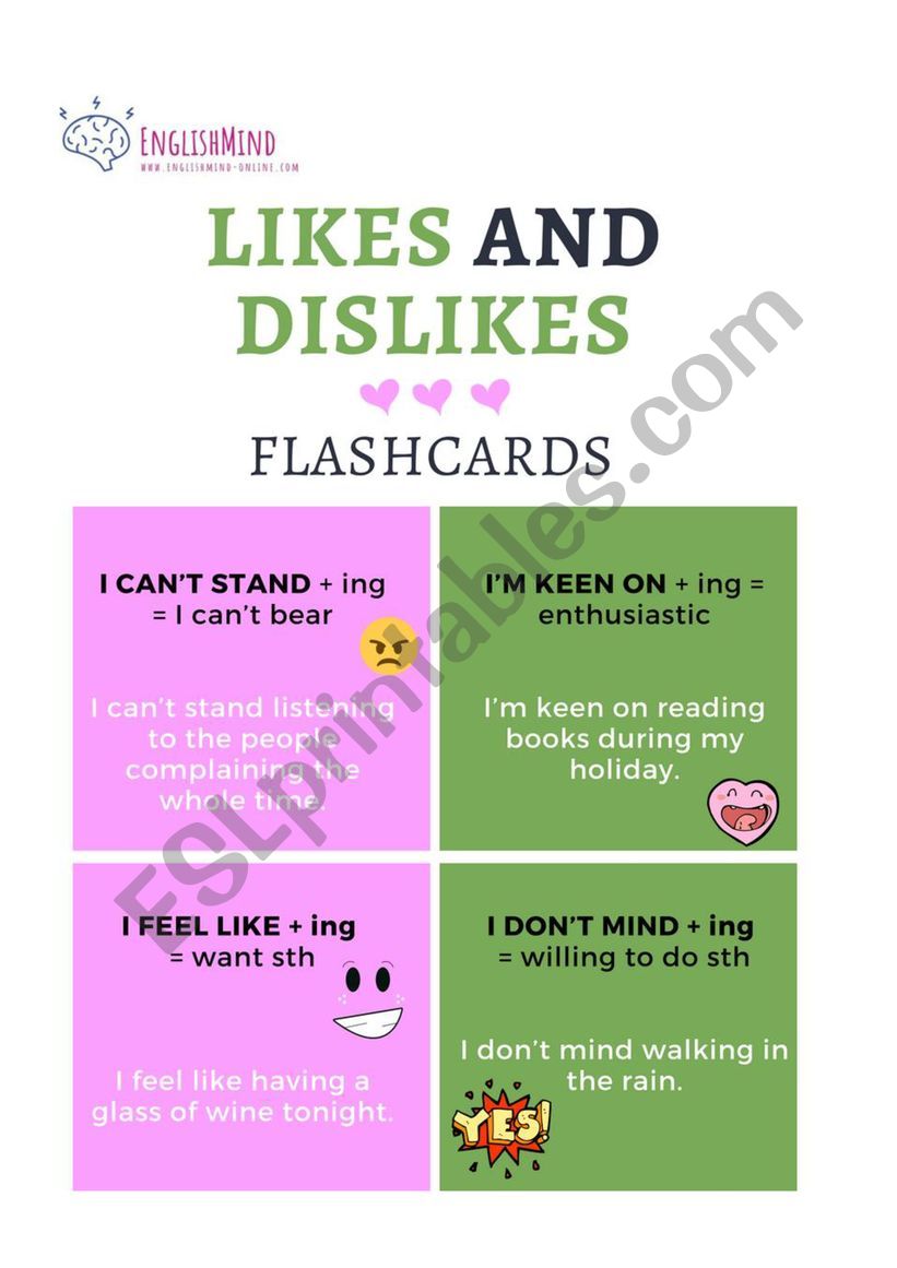 Vocabulary / Preferences - Flashcards