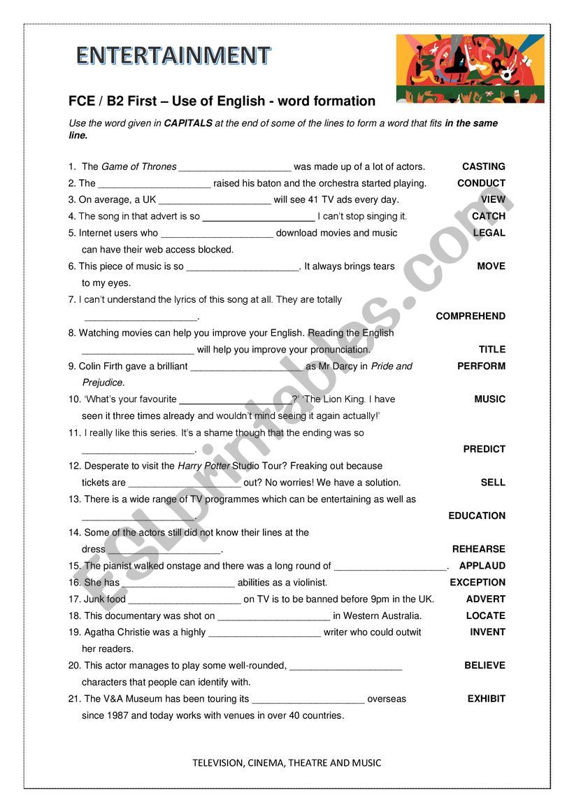 FCE (B2 First)-Entertainment-word formation