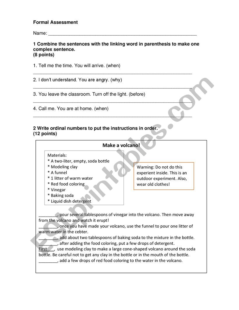 TEST worksheet