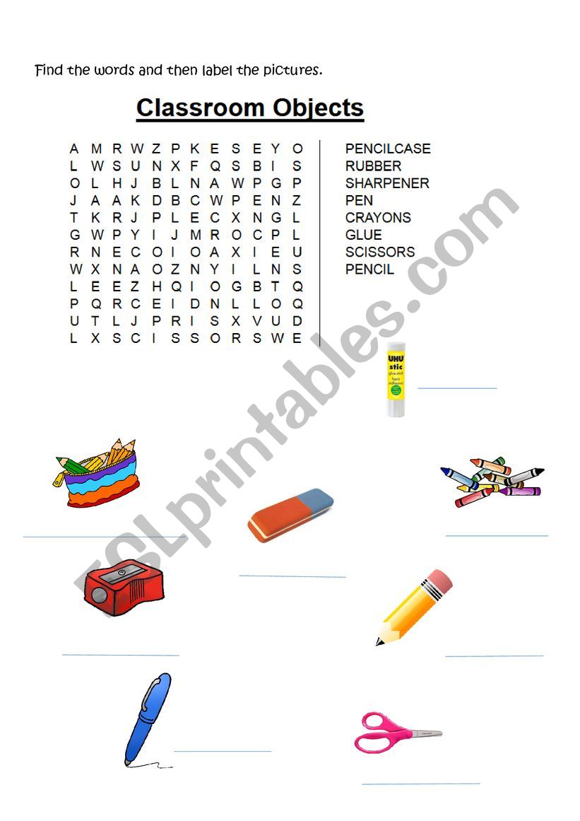 SCOOL OBJECTS worksheet