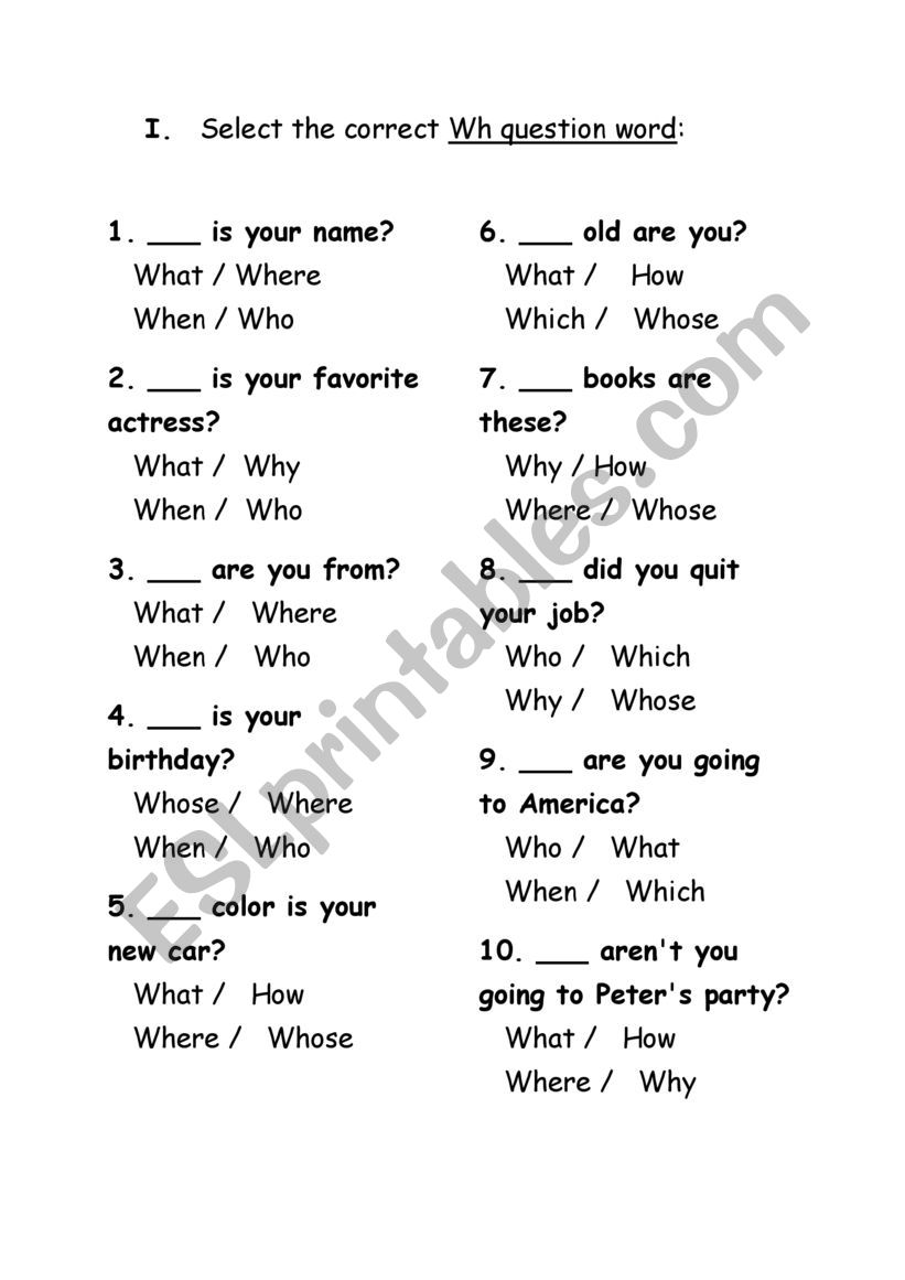 Everyday activities worksheet