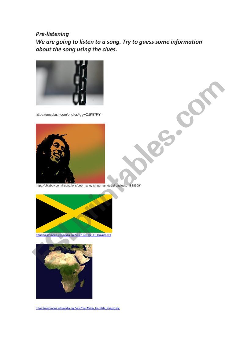Redemption song gapfill and discussion on social change