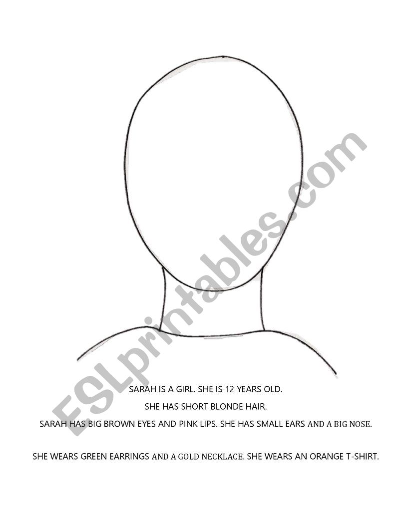 Draw Sarah (description words) Draw Sarah (description words)