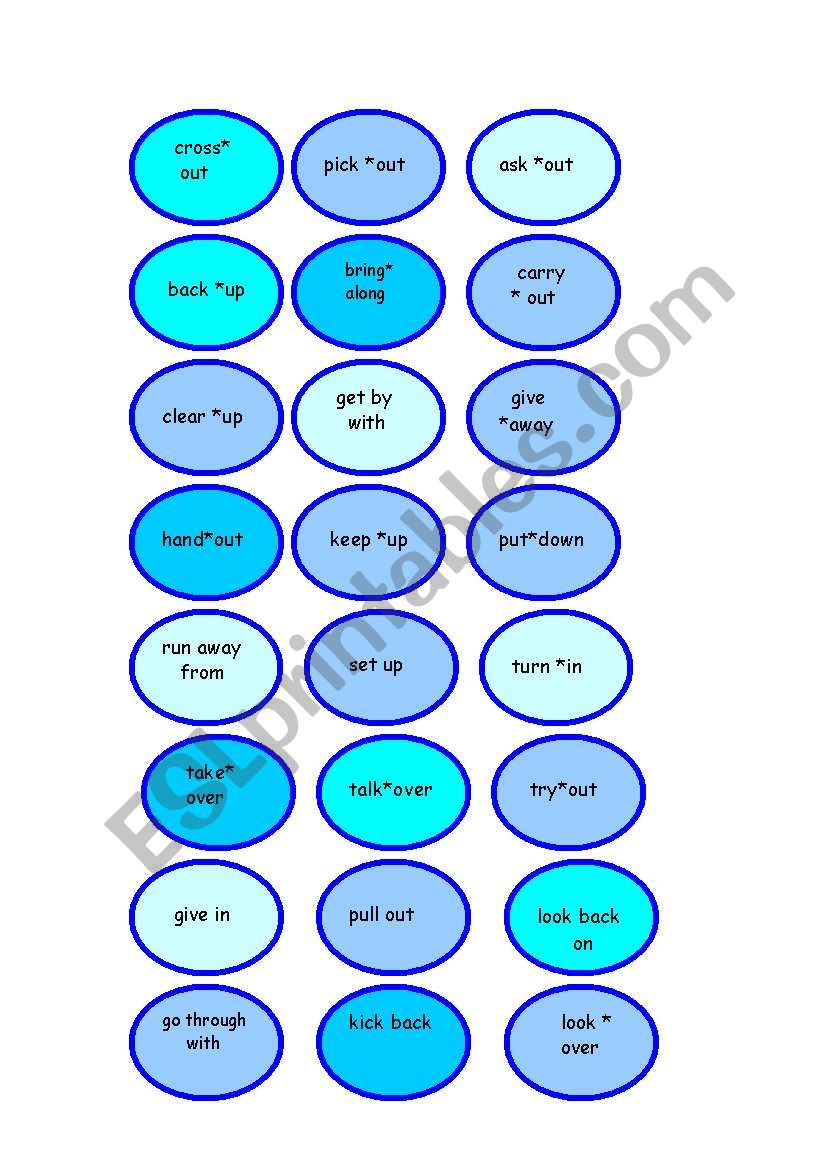 PHRASAL VERBS MEMORY GAME worksheet