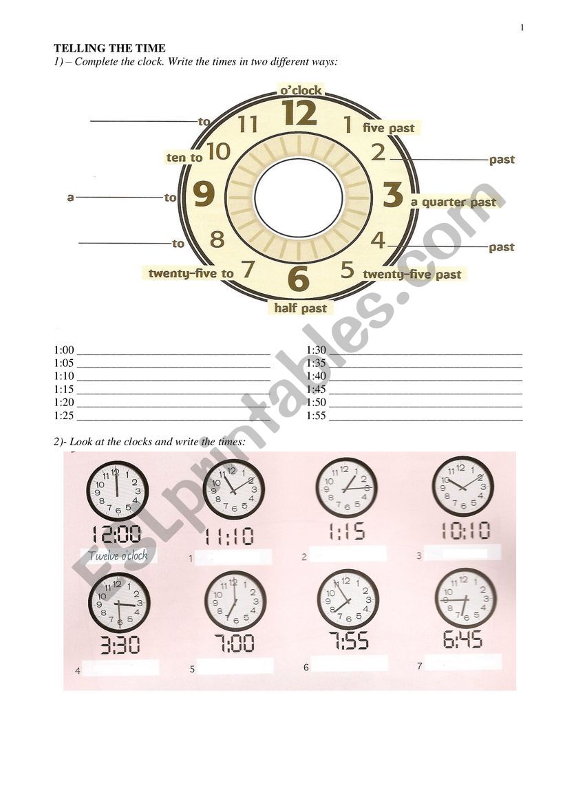 The time worksheet