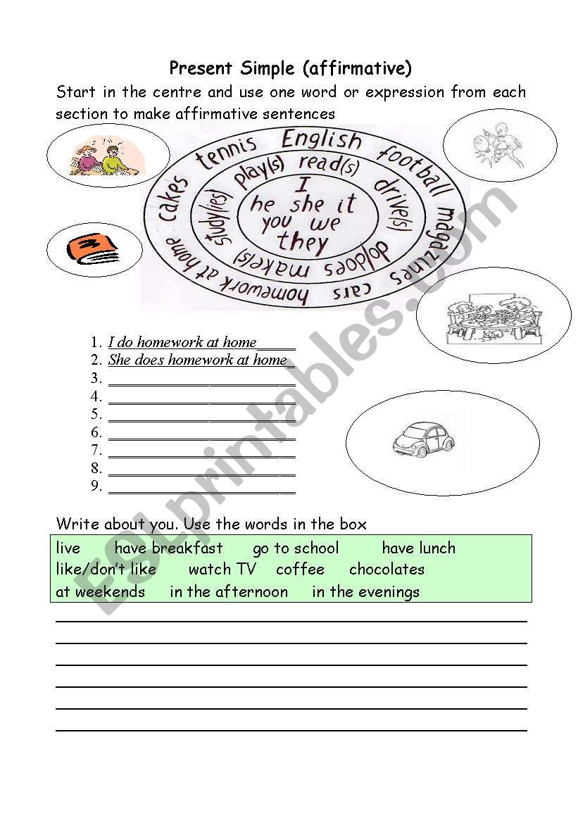 present simple affirmative worksheet