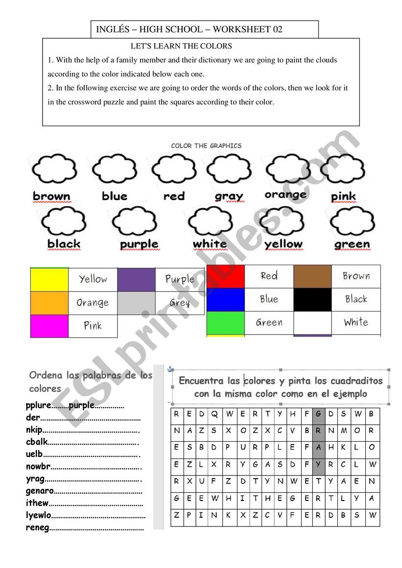 COLORS IN THE WORLD worksheet