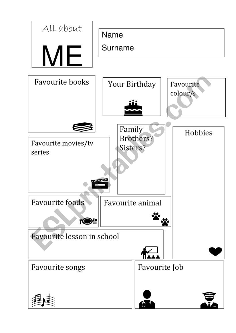 All about me worksheet