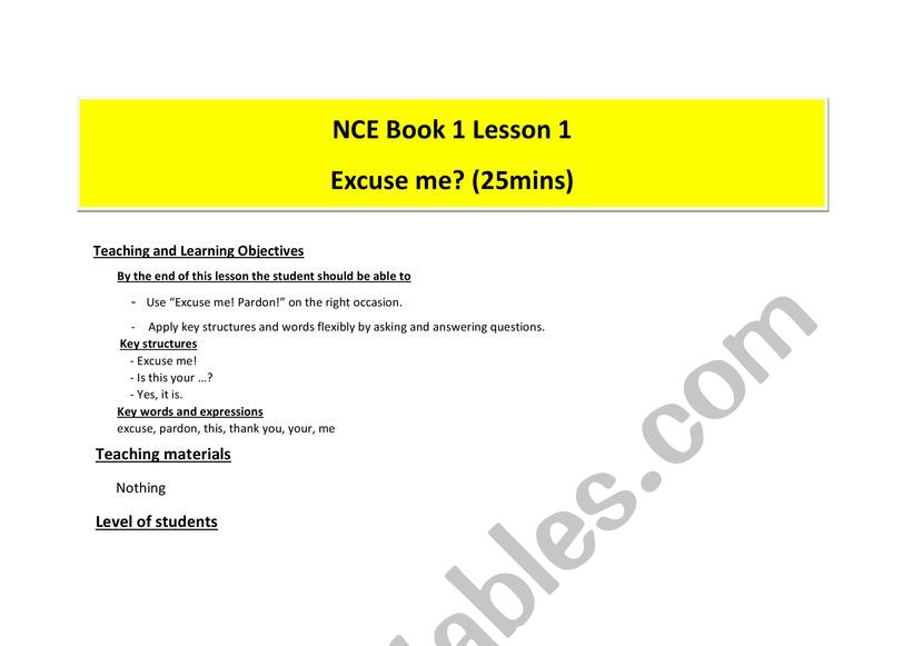 NCE-Lesson 1- Lesson plan worksheet