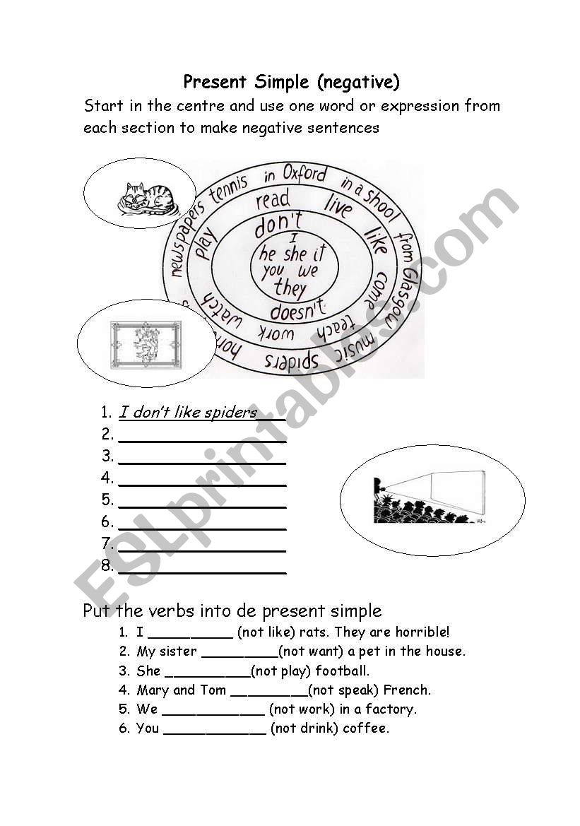 present simple negative worksheet