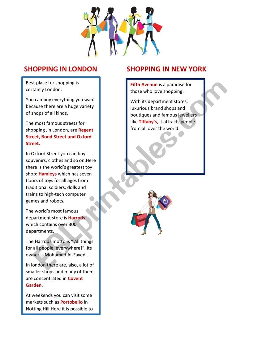 Shopping in the U.K.and in the U.S.A.