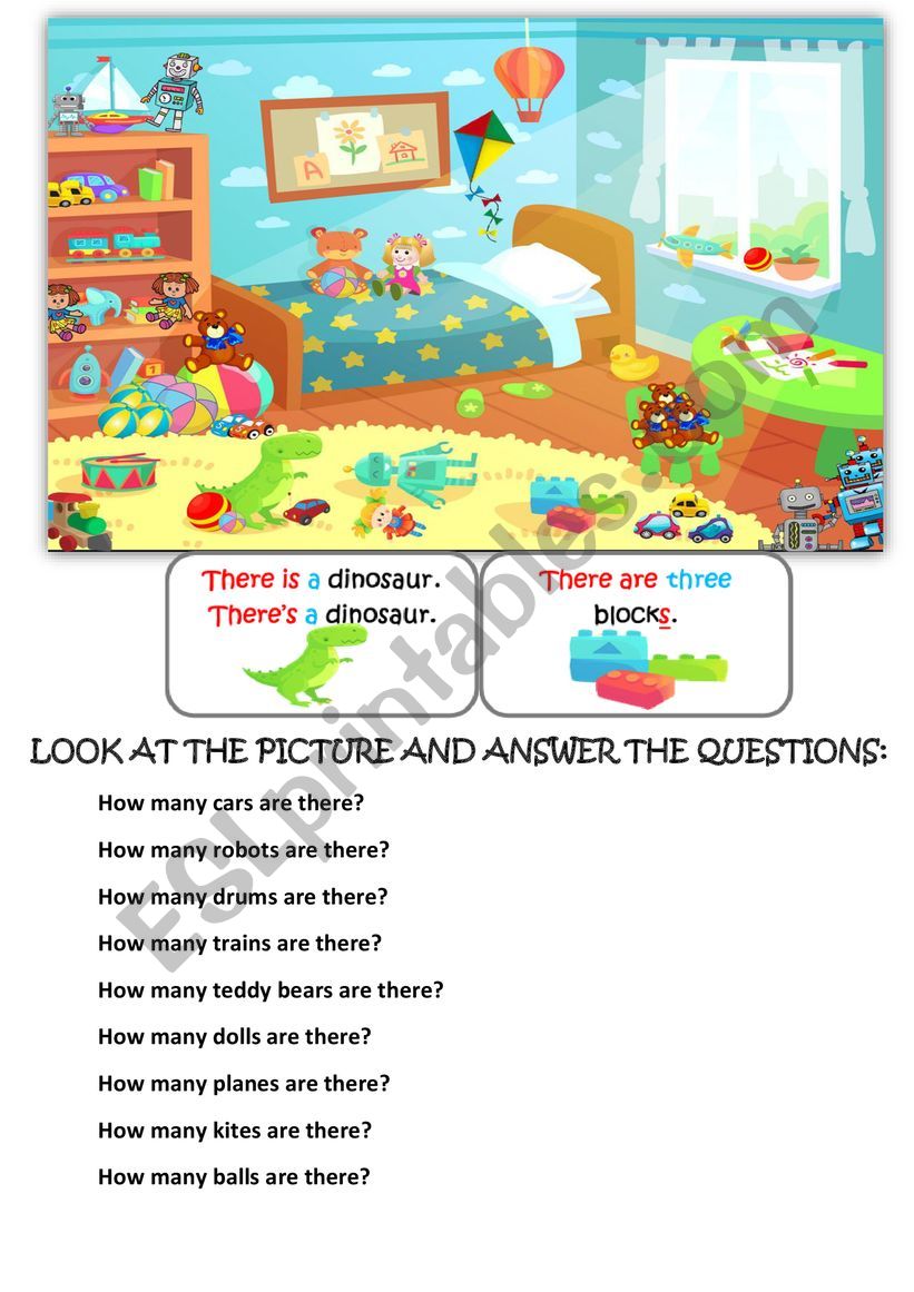 How many / there is / there are (toys) - ESL worksheet by Elsambera Pertaining To There Is There Are Worksheet