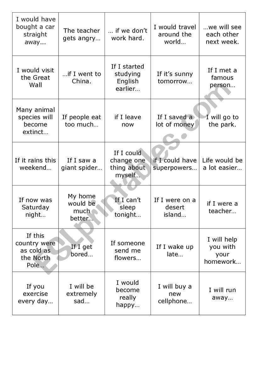 First and second conditional - speaking activity