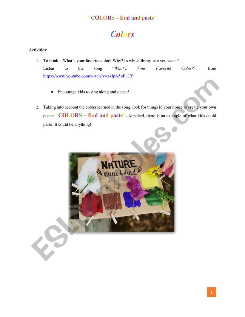 COLORS worksheet