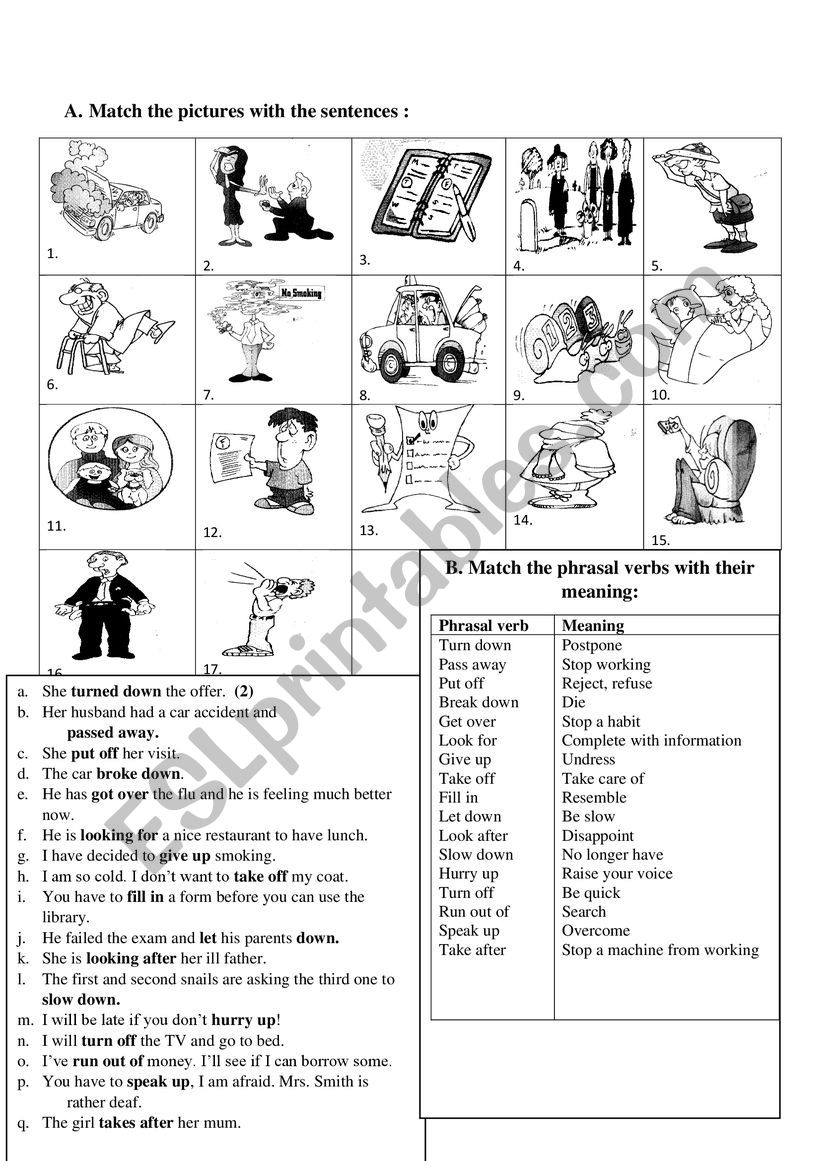 Phrasal verbs worksheet