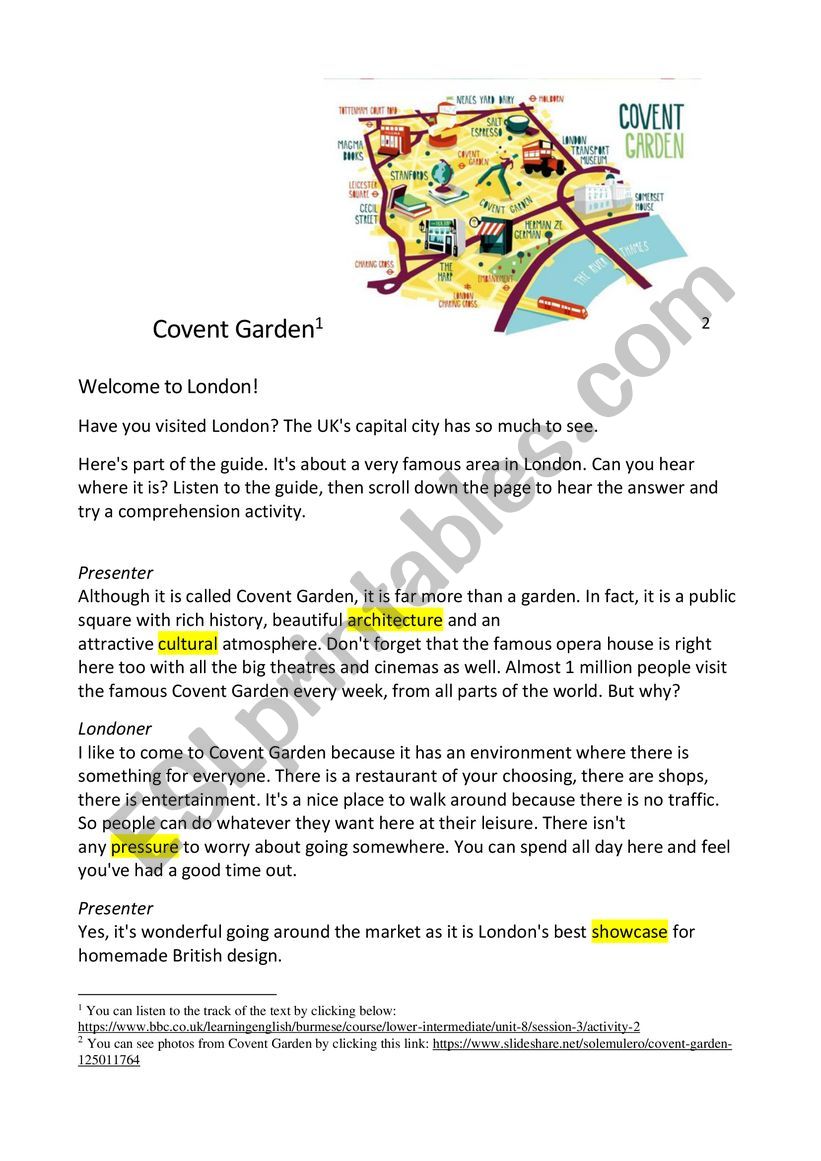 Covent Garden_Worksheet worksheet