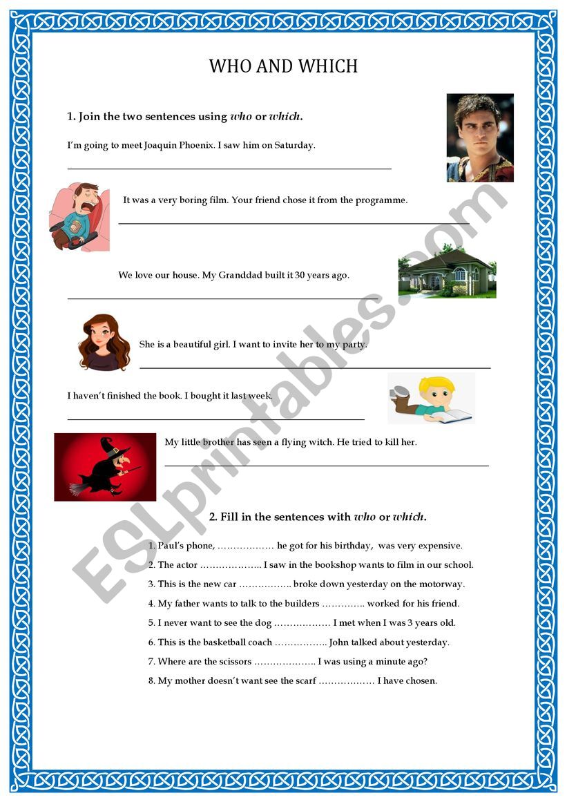 Relative pronouns who and which