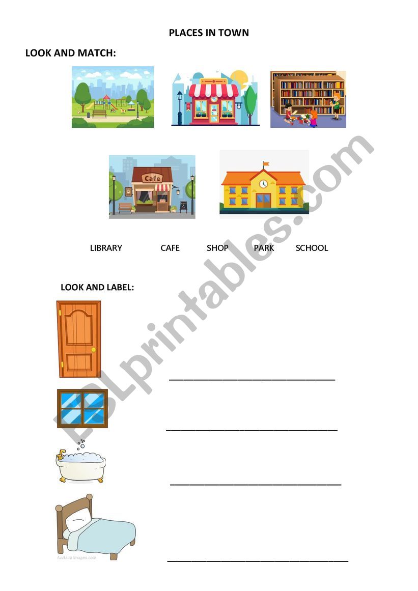 PLACES IN TOWN worksheet