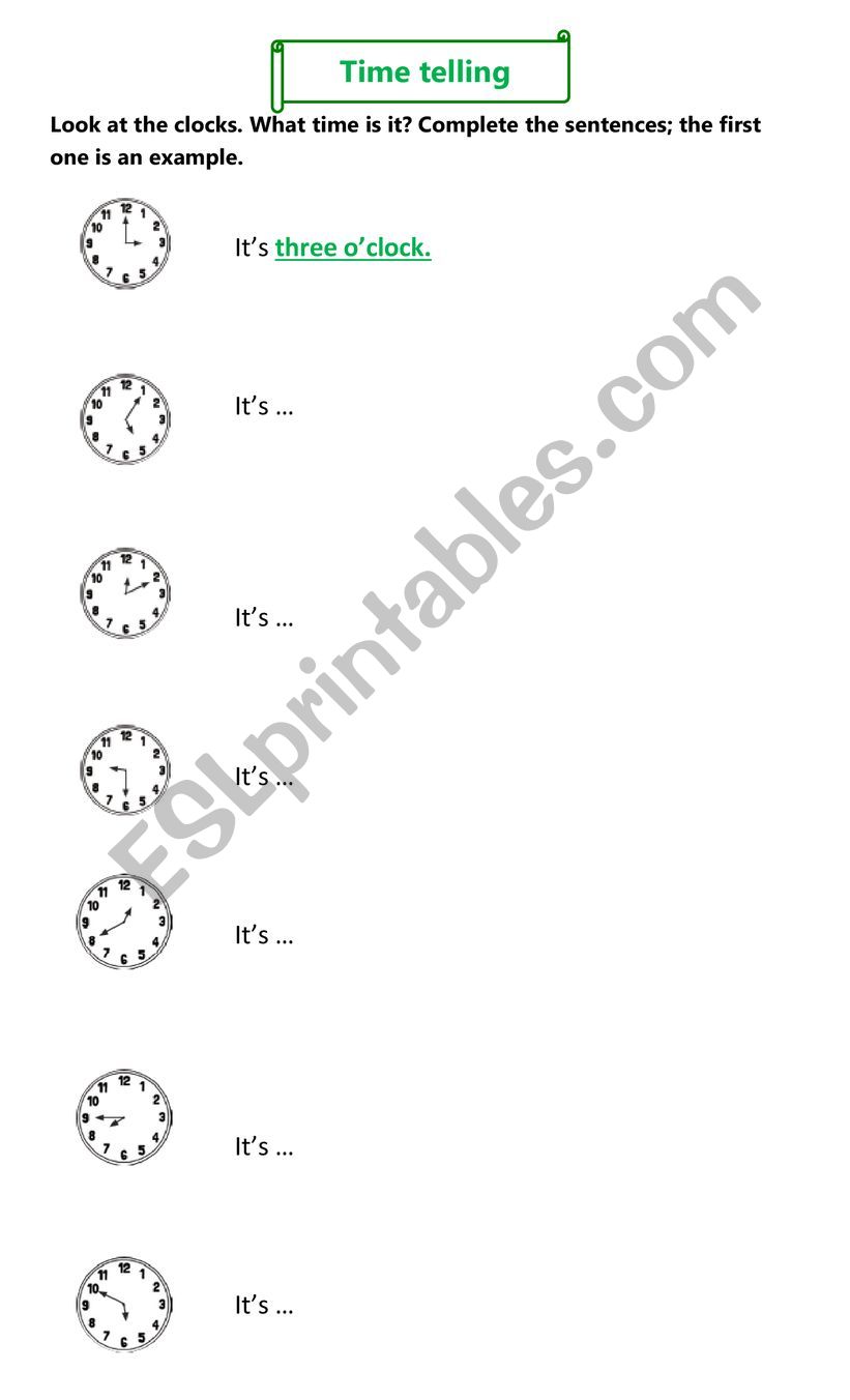Time Telling worksheet