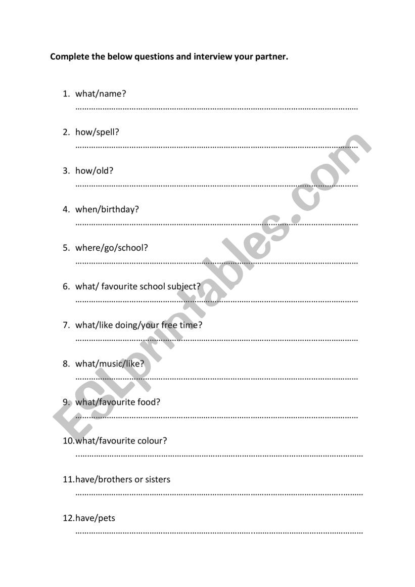 Getting to Know One Anotehr worksheet