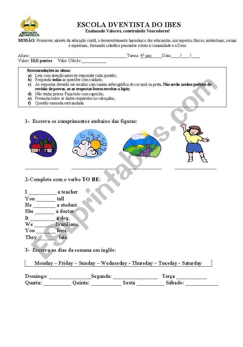 greetings worksheet