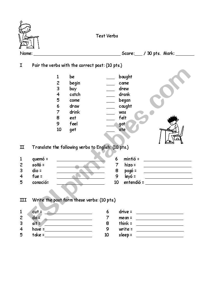 Verbs (Past Tense) worksheet