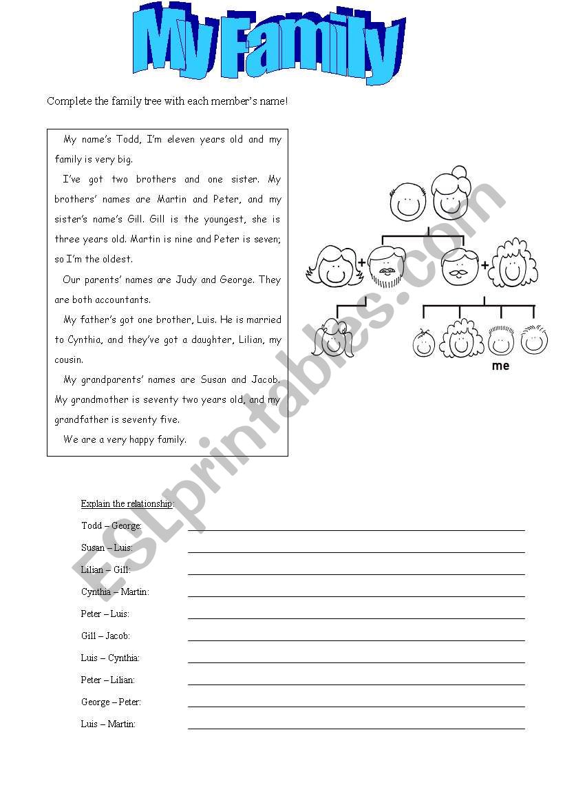 Family Worksheet - Possessives practice
