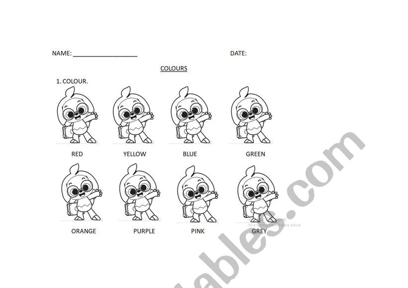COLOURS worksheet
