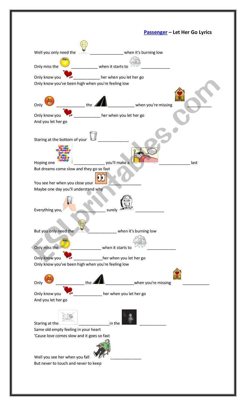 let it go/ Passengers worksheet